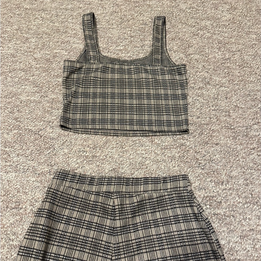 Willow & Root Plaid Matching Set - Cropped Tank Top & Split Flare Pant - Picture 6 of 7